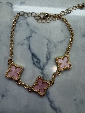 Target Gold-Tone Bracelet with Pink Clover Accents